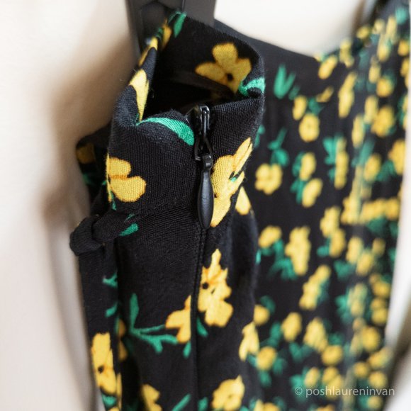 M&S Collection Floral Print Midi Skirt *NWT* – Black and Yellow – Size 8 - Picture 13 of 15